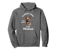 Regalo Personalizado Perro Malinois Divertido Mujer Chica Sudadera con Capucha, Unisex para Adultos, Asfalto, S