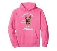 Regalo Personalizado Perro Malinois Divertido Mujer Chica Sudadera con Capucha, Unisex para Adultos, Rosa Brillante, L