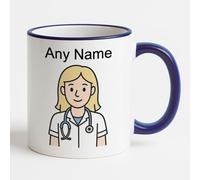 Regalo personalizado - Taza azul rubia para enfermera (diseño profesional) con cualquier mensaje de nombre único - PC SGT Insp CID DS Detective Constable Sargeant Hat Cap Helmet