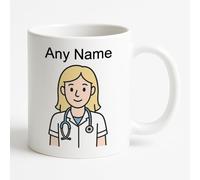 Regalo personalizado - Taza blanca rubia para enfermera (diseño profesional) con cualquier mensaje de nombre único - PC SGT Insp CID DS Detective Constable Sargento sombrero casco