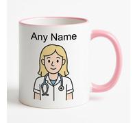 Regalo personalizado - Taza rosa rubia para enfermera (diseño profesional) con cualquier mensaje de nombre único - PC SGT Insp CID DS Detective Constable Sargento sombrero casco