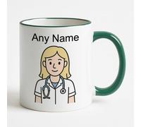 Regalo personalizado - Taza verde rubia para enfermera (diseño profesional) con cualquier mensaje de nombre único - PC SGT Insp CID DS Detective Constable Sargeant Hat Cap Helmet