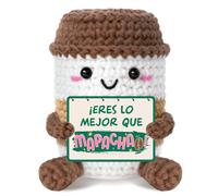 Regalo Positivo para Mujer, Regalo Cumpleaños Mujer - Apoyo Emocional Crochet Coffee con Tarjeta, Regalos Originales para Madre, Amiga, Hermana, Pareja, Novia o Compañera, Decoración Crochet Motivador