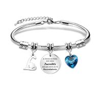 Regalo Pulsera inspirador, A-Z 26 letras iniciales Pulsera colgante de plata A Veces Olvidas Que Eres Increíble, así Que Este Es Tu Recordatorio Para Hermana Mejores Amigos Hija Niñas Mujeres (L)