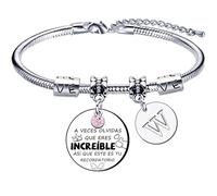 Regalo Pulsera inspirador, A-Z 26 letras iniciales Pulsera colgante de plata A Veces Olvidas Que Eres Increíble, así Que Este Es Tu Recordatorio Para Hermana Mejores Amigos Hija Niñas Mujeres (23)