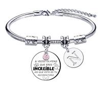 Regalo Pulsera inspirador, A-Z 26 letras iniciales Pulsera colgante de plata A Veces Olvidas Que Eres Increíble, así Que Este Es Tu Recordatorio Para Hermana Mejores Amigos Hija Niñas Mujeres (14)