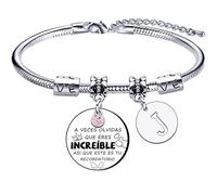 Regalo Pulsera inspirador, A-Z 26 letras iniciales Pulsera colgante de plata A Veces Olvidas Que Eres Increíble, así Que Este Es Tu Recordatorio Para Hermana Mejores Amigos Hija Niñas Mujeres (10)