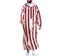 Regalo Ramadán Hombre Vestidos Musulmanes Oriente Medio Vestido De Oración Paquistaní Abaya Ropa Islámica Arabia Saudita Traje Casa Quamis Ramadán Eid Manga Larga Musulmana Boubou Jelaba, rojo, 54/55