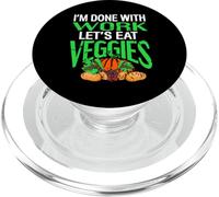 Regalo Retro Vegano con el Texto I'm Done with Work Let's Eat Veggies PopSockets PopGrip para MagSafe