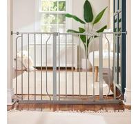 Regalo Safety Extra Wide Baby Gate for Doorways & Bottom of Stairs, Fits Openings 73.6-122cm (Extensions Included) Pressure Mounted for Babies, Toddlers & Pets, Platinum