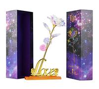 Regalo San Valentin Mujer Rosa Eterna 24K Regalos Originales para Mujer Rosa 24K Chapadas en Oro con Soporte Regalo Madre Amiga Novia Abuela Mama Pareja Suegra Cumpleaños Aniversario Boda San Valentín