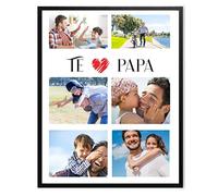Regalo San Valentin. Regalo para Papá, Regalo Navidad papa, Día del padre. Lámina personalizada con 6 fotos. Marco incluido. Sistema sin clavos. Regalo original para Papá.
