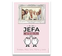 Regalo tarjeta lamina de felicitacion personalizada con foto y texto, A la jefa no se le tocan los huevos. Añade la foto y el texto que tu quieras. Tamaño A-4