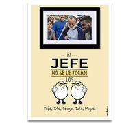 Regalo tarjeta lamina de felicitacion personalizada con foto y texto, Al jefe no se le tocan los huevos. Añade la foto y el texto que tu quieras. Tamaño A-4