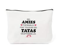 Regalo Tata Noel, regalo para Tata Tía Regalos Cumpleaños Mujer San Valentín Mujer Original Útil Rigolo Drole Personalizados Navidad,Bolsa de maquillaje, beige