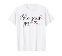 Regalo tipográfico de corazón con Texto en inglés She Said Yes Camiseta