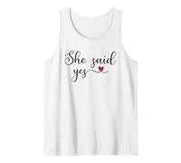 Regalo tipográfico de corazón con Texto en inglés She Said Yes Camiseta sin Mangas