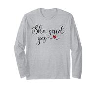 Regalo tipográfico de corazón con Texto en inglés She Said Yes Manga Larga