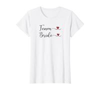 Regalo tipográfico manuscrito con corazón para Novia del Equipo Camiseta gráfica económica, Mujer, Blanco, S