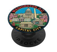 Regalo turístico de Viaje de IDA y Vuelta a Washington DC, EE. UU. PopSockets PopGrip Adhesivo
