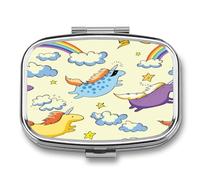Regalo Único Arco Iris Unicornio Nube Caja De Almacenamiento A De Humedad Cuadrada Portátil Del Dispensador Del Metal Del La Pastillero 2 Con El Espejo