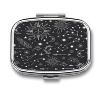 Regalo Único Bohemia Viento Sol Estrella Luna Caja De Almacenamiento A De Humedad Cuadrada Portátil Del Dispensador Del Metal Del La Pastillero 2 Con El Espejo