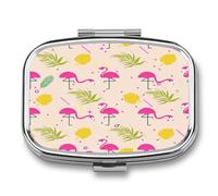 Regalo Único Flamingo Tropical Pink Caja De Almacenamiento A De Humedad Cuadrada Portátil Del Dispensador Del Metal Del La Pastillero 2 Con El Espejo