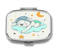 Regalo Único Good Night Cartoon Bear Caja De Almacenamiento A De Humedad Cuadrada Portátil Del Dispensador Del Metal Del La Pastillero 2 Con El Espejo