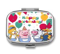 Regalo Único Happy Birthday Livestock Caja De Almacenamiento A De Humedad Cuadrada Portátil Del Dispensador Del Metal Del La Pastillero 2 Con El Espejo