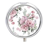 Regalo Único Las Flores Florecen De Color Pastillero 3 Rejillas Con Espejo Caja De Almacenamiento Distribuidora De Metal Redonda Portátil A De Humedad