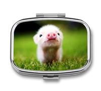 Regalo Único Lindo Animal Cerdo Caja De Almacenamiento A De Humedad Cuadrada Portátil Del Dispensador Del Metal Del La Pastillero 2 Con El Espejo