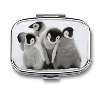 Regalo Único Lindo Pingüino Caja De Almacenamiento A De Humedad Cuadrada Portátil Del Dispensador Del Metal Del La Pastillero 2 Con El Espejo