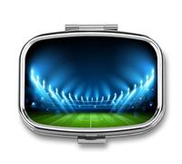 Regalo Único Luces Del Campo De Fútbol Caja De Almacenamiento A De Humedad Cuadrada Portátil Del Dispensador Del Metal Del La Pastillero 2 Con El Espejo