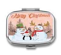 Regalo Único Muñeco De Nieve Navideño Caja De Almacenamiento A De Humedad Cuadrada Portátil Del Dispensador Del Metal Del La Pastillero 2 Con El Espejo