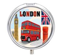 Regalo Único Postal De La Ciudad Pastillero 3 Rejillas Con Espejo Caja De Almacenamiento Distribuidora De Metal Redonda Portátil A De Humedad