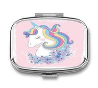 Regalo Único Unicornio Lindo A2 Caja De Almacenamiento A De Humedad Cuadrada Portátil Del Dispensador Del Metal Del La Pastillero 2 Con El Espejo