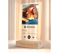 REGALOCREATIVO Placa Spotify Personalizada. Texto en Color Negro 21x30 cm. Cuadro en Metacrilato con Base de Madera. Canción, Texto e Imagen. Regalos Originales Ideales