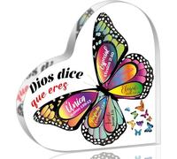 Regalos acrílicos cristianos españoles - Letrero acrílico religioso inspirador con versículos de la Biblia, mariposa, oración, escritura, recuerdo, pisapapeles para regalos de cumpleaños, Navidad