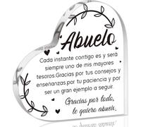Regalos acrílicos para abuelo español, regalos para Abuelo, ideas de placa acrílica de corazón, pisapapeles de recuerdo para abuelo en español, día del padre, regalos de Navidad de nieta nieto