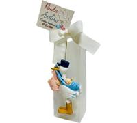 Regalos Bautizo o Nacimiento de Gemelos o Mellizos Niño y Niña, Imán de Cigüeña (pack 5 unidades) Recuerdos decorados con peladillas de chocolate para Invitados y tarjeta Personalizada