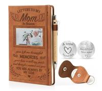 Regalos conmemorativos por la pérdida de mamá - Cartas a mi mamá en el cielo, cuaderno de cuero A5, diario de fotos de viaje conmemorativo de duelo con bolígrafo, llavero conmemorativo de abrazo de