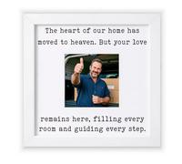 Regalos conmemorativos por la pérdida del padre y marido, regalo de condolencias para la familia en duelo - Marco de fotos con corazón del hogar mudado al cielo - Decoración rústica de recuerdo de