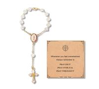 Regalos cristianos, colgante de espejo retrovisor con cruz, amuleto religioso de la suerte con tarjetas, rosario para coche, accesorio interior para mujeres para cristianos, conductores, amigos