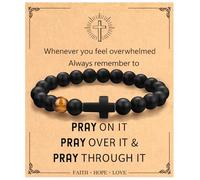 Regalos cristianos de Navidad para hombres, papá, bautizo, pulsera religiosa de cruz para hombre, él, hijo, nieto, papá, padre, hermano, padrino, abuelo, marido, pulseras inspiradoras de Jesús basadas