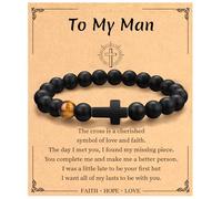 Regalos cristianos de Navidad para hombres, papá, bautizo, pulsera religiosa de cruz para hombre, él, hijo, nieto, papá, padre, hermano, padrino, abuelo, marido, pulseras inspiradoras de Jesús basadas