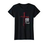 Regalos Cristianos Hombres Dios Señor Jesús Mensajes Frases Camiseta, Mujer, Negro, 3XL
