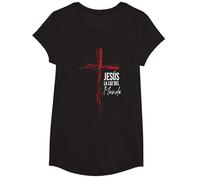 Regalos Cristianos Hombres Dios Señor Jesús Mensajes Frases Camiseta, Niñas, Negro, XS