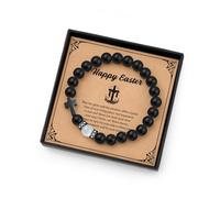 Regalos cristianos para hombres, pulseras de cruz de piedra lunar, confirmación religiosa, regalos de bautismo para adolescentes, niños, cumpleaños, aniversario, regalos inspiradores para él, hijo