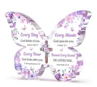 Regalos cristianos para mujeres con fe, mariposa, acrílico, regalos religiosos para mujeres en el día de la madre, cumpleaños, Navidad, regalo espiritual para amigas, familiares, 5 x 3.8 x 0.5