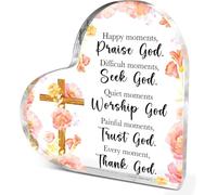 Regalos cristianos para mujeres y niñas, regalos religiosos espirituales para compañeras de trabajo, amigas, versículo de la Biblia, cita Happy Moment Alabanza Dios, placa decorativa de corazón